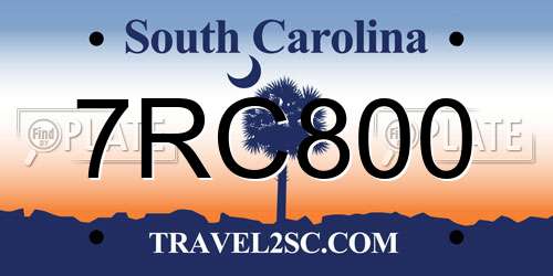 7RC800 South Carolina License Plate