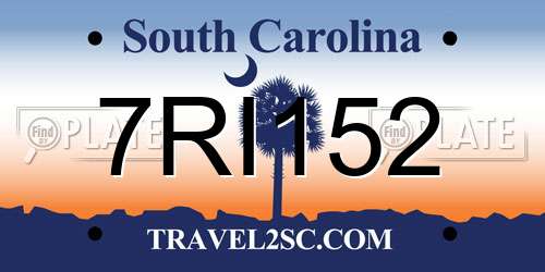 7RI152 South Carolina License Plate