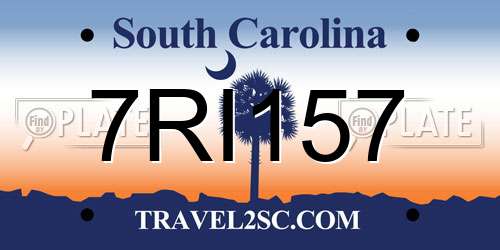 7RI157 South Carolina License Plate