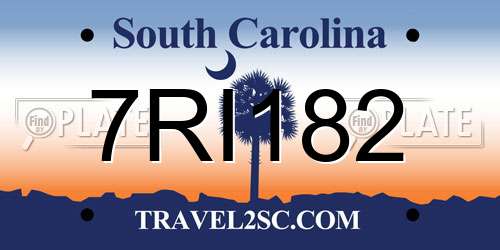 7RI182 South Carolina License Plate