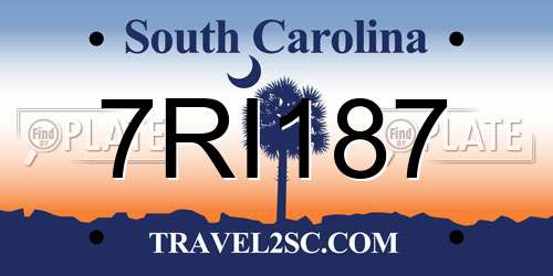 7RI187 South Carolina License Plate