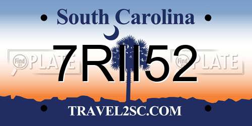 7RII52 South Carolina License Plate