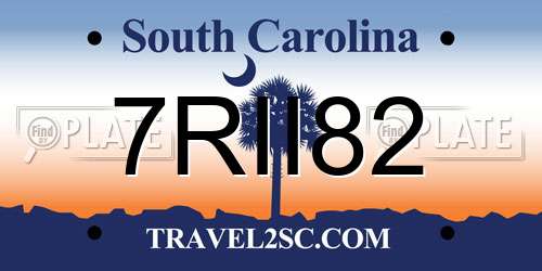 7RII82 South Carolina License Plate