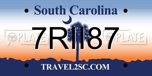 7RII87 South Carolina License Plate