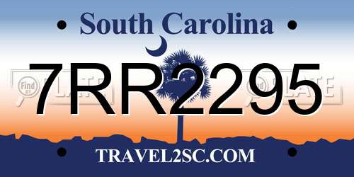 7RR2295 South Carolina License Plate
