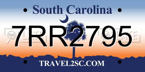 7RR2795 South Carolina License Plate