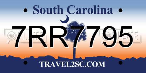 7RR7795 South Carolina License Plate