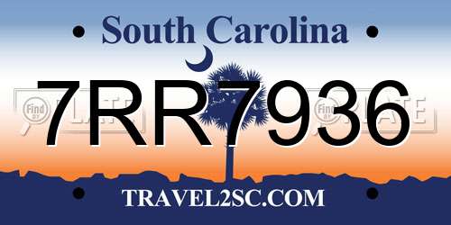 7RR7936 South Carolina License Plate