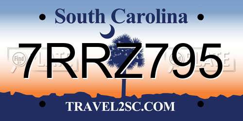 7RRZ795 South Carolina License Plate