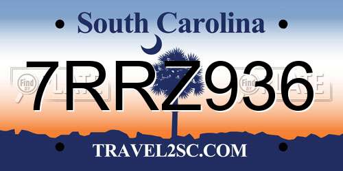 7RRZ936 South Carolina License Plate