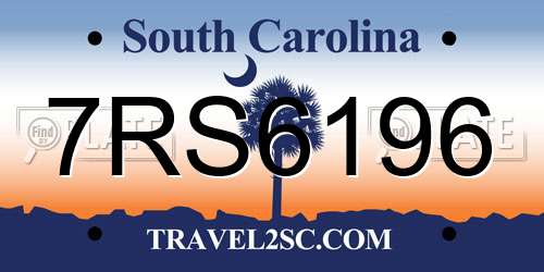 7RS6196 South Carolina License Plate