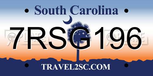 7RSG196 South Carolina License Plate