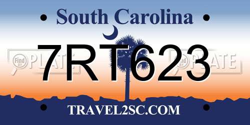7RT623 South Carolina License Plate