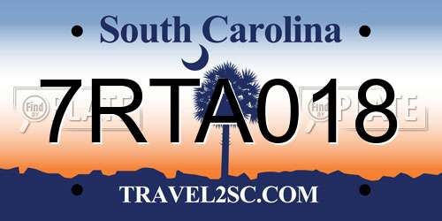 7RTA018 South Carolina License Plate