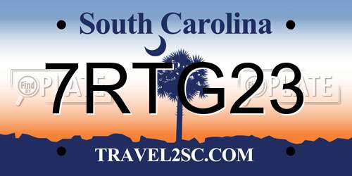 7RTG23 South Carolina License Plate