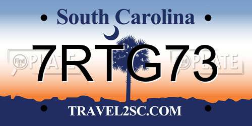 7RTG73 South Carolina License Plate