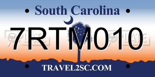 7RTM010 South Carolina License Plate