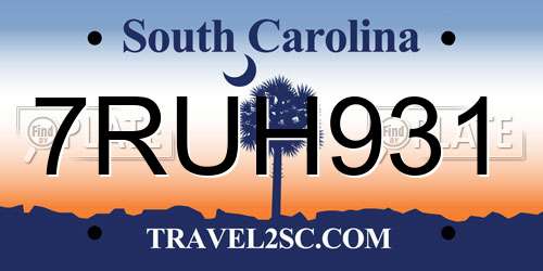 7RUH931 South Carolina License Plate