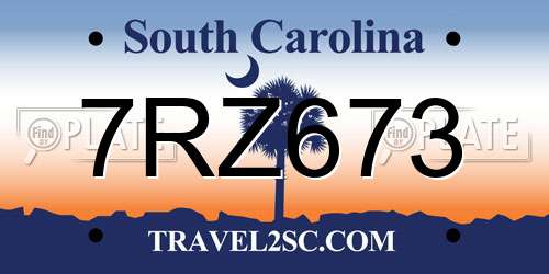 7RZ673 South Carolina License Plate