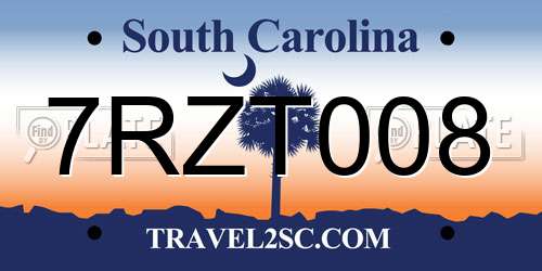 7RZT008 South Carolina License Plate