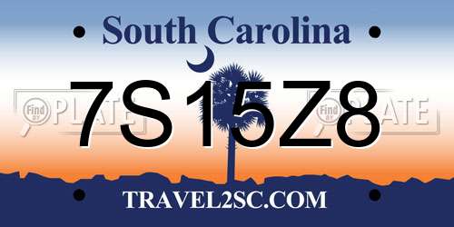 7S15Z8 South Carolina License Plate