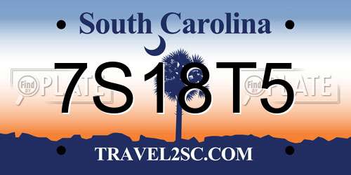 7S18T5 South Carolina License Plate