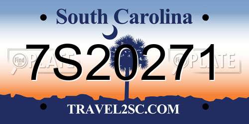 7S20271 South Carolina License Plate