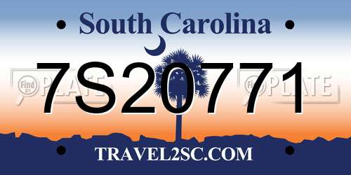 7S20771 South Carolina License Plate