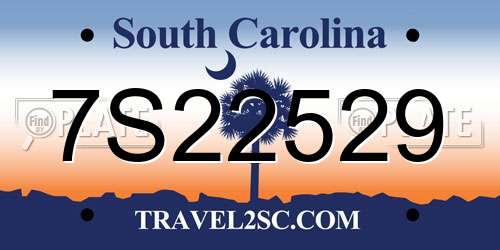 7S22529 South Carolina License Plate