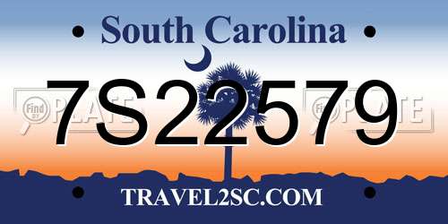 7S22579 South Carolina License Plate