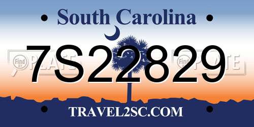 7S22829 South Carolina License Plate