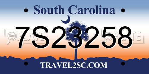 7S23258 South Carolina License Plate