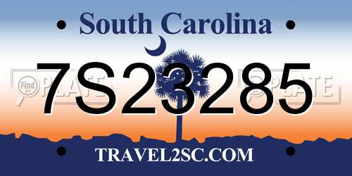 7S23285 South Carolina License Plate