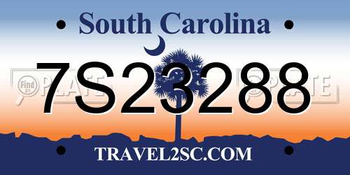 7S23288 South Carolina License Plate