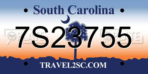 7S23755 South Carolina License Plate