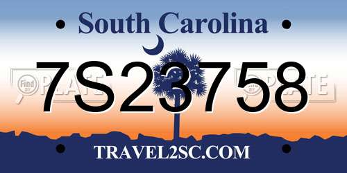 7S23758 South Carolina License Plate
