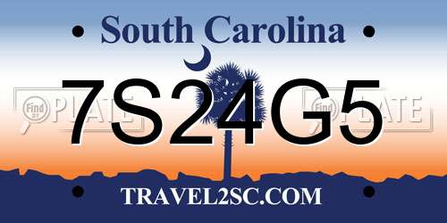 7S24G5 South Carolina License Plate