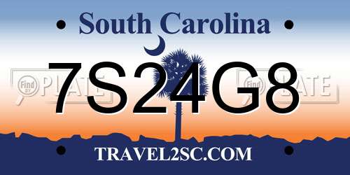 7S24G8 South Carolina License Plate