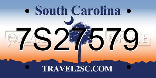7S27579 South Carolina License Plate