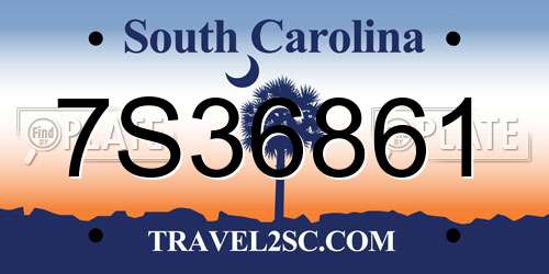 7S36861 South Carolina License Plate