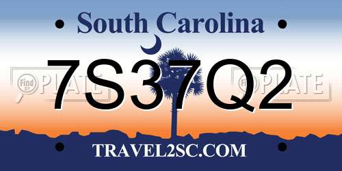 7S37Q2 South Carolina License Plate