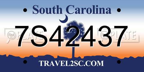 7S42437 South Carolina License Plate
