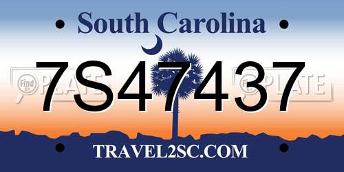 7S47437 South Carolina License Plate