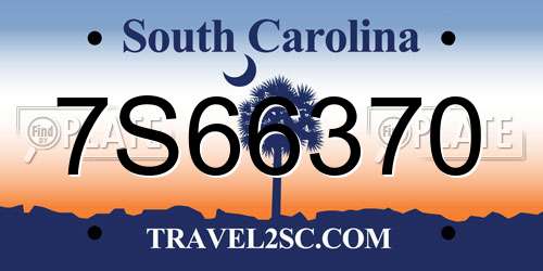 7S66370 South Carolina License Plate