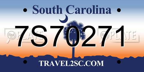 7S70271 South Carolina License Plate