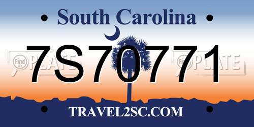 7S70771 South Carolina License Plate