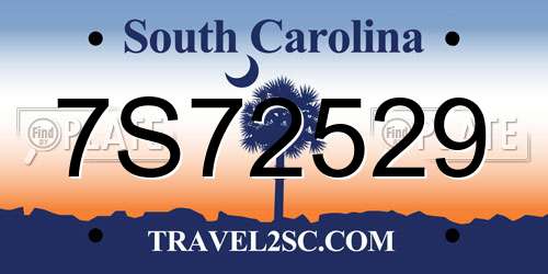 7S72529 South Carolina License Plate
