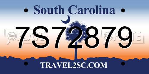 7S72879 South Carolina License Plate