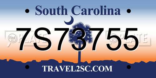 7S73755 South Carolina License Plate
