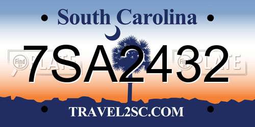 7SA2432 South Carolina License Plate